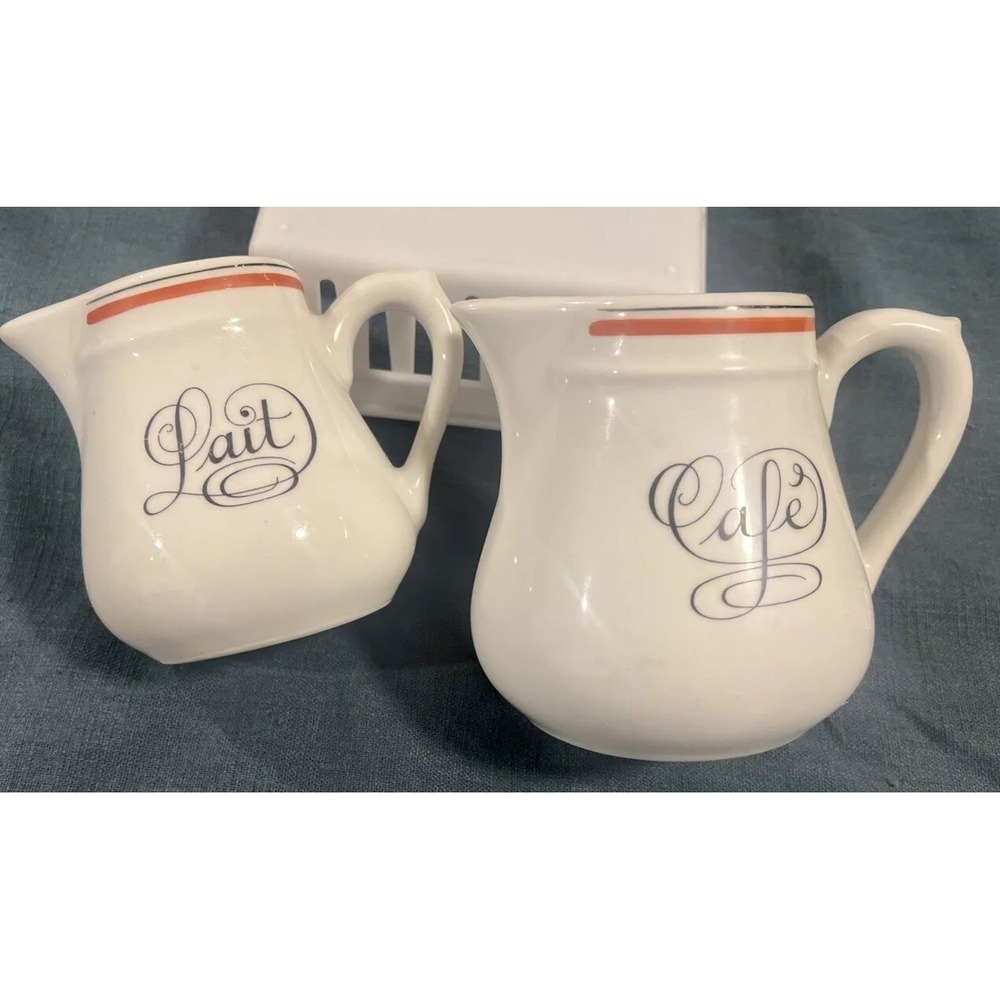 French Pitchers "Lait" And "Café"